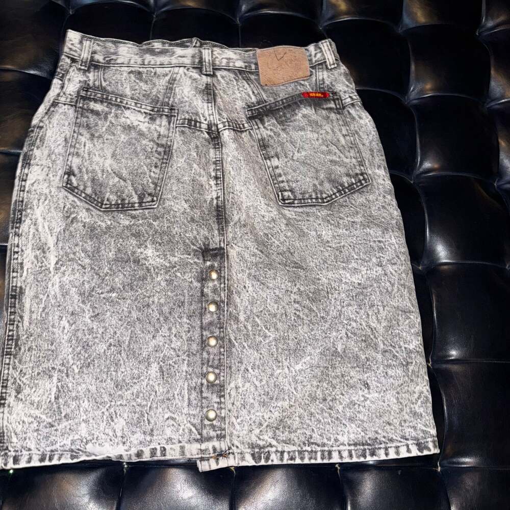 Vintage Acid Wash Denim Mini Skirt High Waisted size 32 - Picture 2 of 5